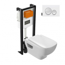 Pack Wc Suspendu Sans Bride Jacob Delafon Struktura+ Bâti-support + Plaque Blanc Brillant/blanc Mat