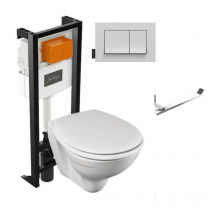 Pack Wc Suspendu Sans Bride Jacob Delafon Patio + Porte-rouleau Eo Moderne