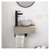 Mob In - Meuble Lave-mains Soho Plan Épais Vasque Blanche + Robinet