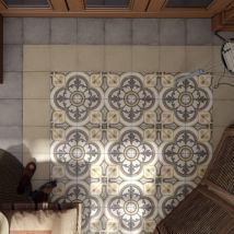 Carrelage Imitation Carreaux De Ciment Art Nouveau Decor 20x20 Majestic Colour - Les Carreaux De Jean