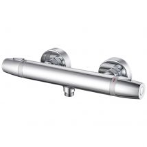 Auralum Max Mitigeur De Douche Thermostatique À Fixation Murale Anti-brûlure, Robinet D'eau Chaude/froide,température Constante De 38°,chromé