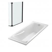 Lot Baignoire Droite 160 X 70 Jacob Delafon Corvette + Pare-bain 2 Volets Noir Mat
