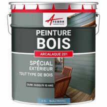 Peinture Bois Extérieur : Portails, Bardage, Abri, Mobilier De Jardin : Arcalaque 201 Bleu Pastel - Ral 5024 - 2.5 L - Arcane Industries