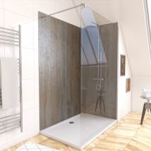 Galedo - Pack de 2 Panneaux Muraux Pierre Wood Stone 90+120x210 cm avec Profilés ANODISE BRILLANT - STONE'IT