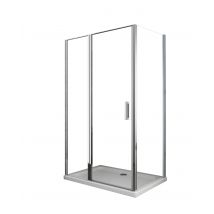 Laneri - Douche De 6 Mm Avec Paroi Fixe Laterale Et Face Frontale Avec Porte Battante (receveur Non Inclu) – 71,5-74 Fixe X 97-100 Petite Mur+vantail 