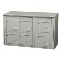 Bloc Collectif Leabox.com, 3x2, Grade 3, Simple Face, Extérieur, Fixation Murale, Gris Agate Ral 7038 Finition Brillante