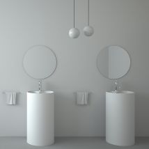 Kroos - Lavabo totem rond à poser Blanc mat - Lusambo
