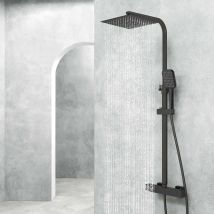 Aica Sanitaire - Aica Colonne De Douche Thermostatique 38°C, Ensemble De Douche Noir, Robinet De Douche De Salle De Bain