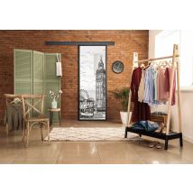 Kit'atelier - Porte Coulissante Londres 204 X 83 - Noir Sablé - Rail Indus