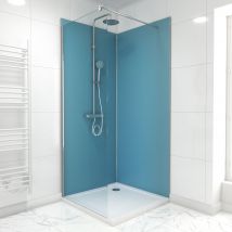 Galedo - Pack De 2 Panneaux Muraux Aluminium Bleu 90+90x210 Cm Avec Profilés Anodise Brillant - Wall'it