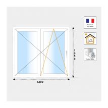 Volet Moustiquaire - Fenêtre Pvc 2 Vantaux H1050 Mm Blanc
