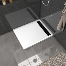 Galedo - Receveur En Acrylique Blanc 80x100x4 Cm + Grilles Linéaires Chrome Et Noire - Whiteness Ii