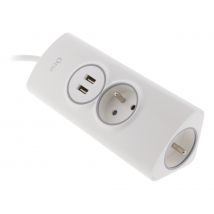 Multiprise D'angle 2p 16a + 2 Usb Précâblée - Blanc - Otio