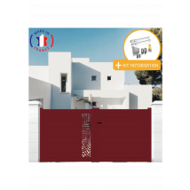Portail Packit - Portail Aluminium Battant Découpe Laser En Kit + Motorisation Dimensions Type-de-moteur Couleurs Rouge (ral 3004)