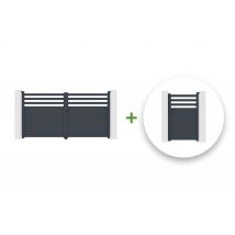 Casanoov - Portail battant 3m NEVIS H.160cm + Portillon 1m NEVIS H.160cm aluminium gris