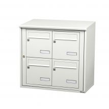 Bloc Collectif Leabox.com, 2x2, Grade 3, Simple Face, Extérieur, Fixation Murale, Blanc Pur Ral 9010 Finition Brillante