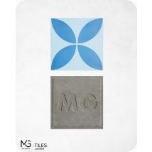 Mg Valencia - Carreaux De Ciment | Jasmin | Bleu Clair Et Bleu Foncé 20x20cm (boite De 24 Unités = 0,96m2)