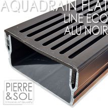 Caniveau Plat H 5 Cm Grille Aluminium Noir - Aquadrain - Flat - Line Eco - Pièce En T