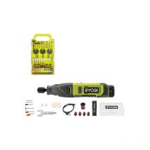 Pack Ryobi - Mini-outil Multifonction Rrt4-120ga15 - 4v - 1 Batterie 2.0ah - 1 Câble Usb C - 15 Accessoires - Kit De 155 Accessoires - Rakrt155