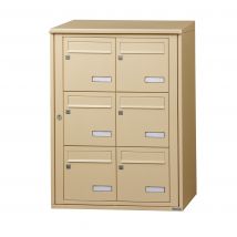 Bloc Collectif Leabox.com, 2x3, Grade 3, Simple Face, Extérieur, Fixation Murale, Beige Ral 1001 Finition Brillante