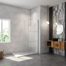 Aica Sanitaire - Paroi de douche à l'italienne 60x190cm en 6mm verre avec bandes horizontales sérigraphiées