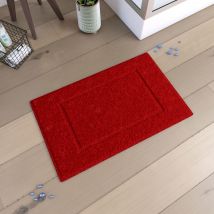 Galedo - Tapis De Bain 60x90cm Antidérapant Et 100% Coton - Veloute Rouge