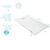 Galedo - Pack Receveur Blanc Effet Pierre 90x160 Cm Et Grille Décor Linéaire Or Brossé