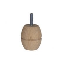 Cime - Pied De Meuble Boule Fixe Hêtre Brut Blanc/beige, 6 Cm