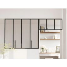Vente-unique - Verrière Atelier Avec Imposte En Aluminium Thermolaqué - L120 X H105 + L83 X H40 Cm - Noir - Bayview