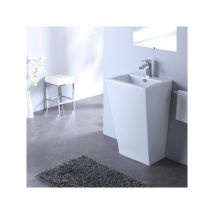 Planetebain - Lavabo Sur Pied Carré Design Totem Blanc
