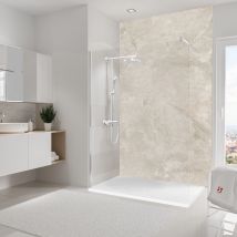 Schulte Panneau Mural 150x255 Cm, Revêtement Pour Douche Et Salle De Bains, Placement Facile, Décodesign Softtouch, Marbre Greige