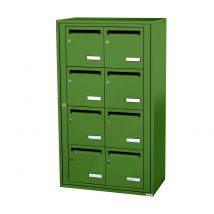 Bloc Collectif Leabox.com, 2x4, Grade 3, Simple Face, Intérieur, Fixation Murale, Vert Mai Ral 6017 Finition Brillante