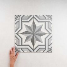 Carrelage Imitation Carreaux De Ciment Art Nouveau Decor 20x20 Cinema Grey - Les Carreaux De Jean