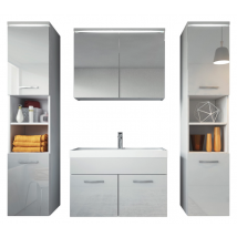 Badplaats - Meuble de salle de bain Paso XL 80 x 40 cm Blanc Brillant – Armoire de rangement Meuble lavabo evier Meuble lavabo