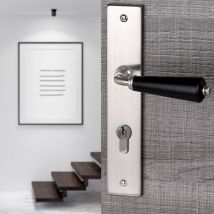 Ouvre & Deco - 2 Poignées De Porte Alix Trou De Cylindre, Béquille Bois Noir Mat Entraxe 195 Mm, Entrée Bureau Garage