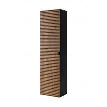 Furnidea - Meuble Colonne Suspendu De Salle De Bain Aura Loft Noir Et Chêne 35/136 Cm