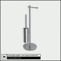 Otitec - Porte Papier Toilette - Avec Support Et Brosse Wc | Modern | Nickel