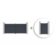 Casanoov - Portail Battant 3,5m Carpatia H.160cm + Portillon 1m Carpatia H.160cm Aluminium Gris