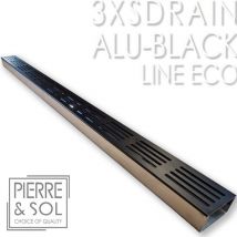 Caniveau Inox Hauteur 3,5 Cm - 3xsdrain Easy Grille Aluminium Noire - Line Eco - Caniveau De 100 Cm