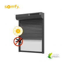 Starvolets - Volet Roulant Solaire Moteur Somfy Avec Moustiquaire Intégrée Aluminium Gris Anthracite 215x150 Cm