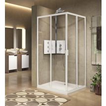 Paroi De Douche Coulissante - 78↔81 -1 Côté - Lunes 2.0 A Novellini - Accès D'angle - Transparent - Blanc
