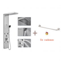 Auralum Max - Colonne Douche Hydromassante Avec Lcd Écran Affichage Temprérature,avec 4 Jets Massage+60cm Porte-serviettes Salle Bain Auto-adhésif/