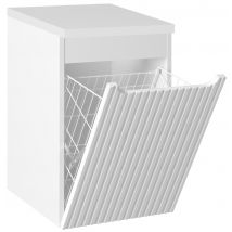 Furnidea - Meuble Bas De Salle De Bain Avec Panier À Linge Et Plan Nova Blanc 40 Cm