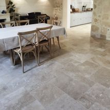 Ligerio - Carrelage en travertin light adouci rebouché PREMIUM - 60 cm x 40 cm x 1