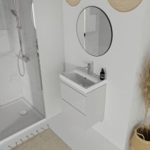 Planetebain - Meuble salle de bain-50x35cm-Gain de place-Gris Clair-Moduo Slim