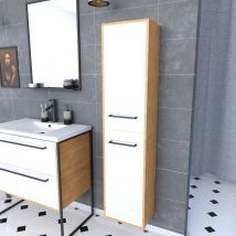 Galedo - Meuble Colonne De Douche 30x35 Cm Suspendu - 2 Portes Finition Blanc Mat
