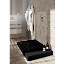 Otitec - Receveur De Douche En Acrylique Noir - Structure En Pierre - Rectangulaire - Jamaica - 100 X 80