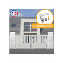 Portail Packit - Portail Aluminium Battant Semi-ajouré En Kit + Motorisation Dimensions Type-de-moteur Couleurs Blanc (ral 9010)