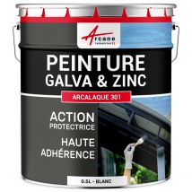Peinture Galva Zinc Toiture Gouttière : Arcalaque 301. Blanc - Ral 9003 - 0.5 L - Arcane Industries