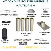 Jeremias - Kit Conduit Isole Pour Installation Intérieure - Hauteur 4 Mètres - Diamètre 100